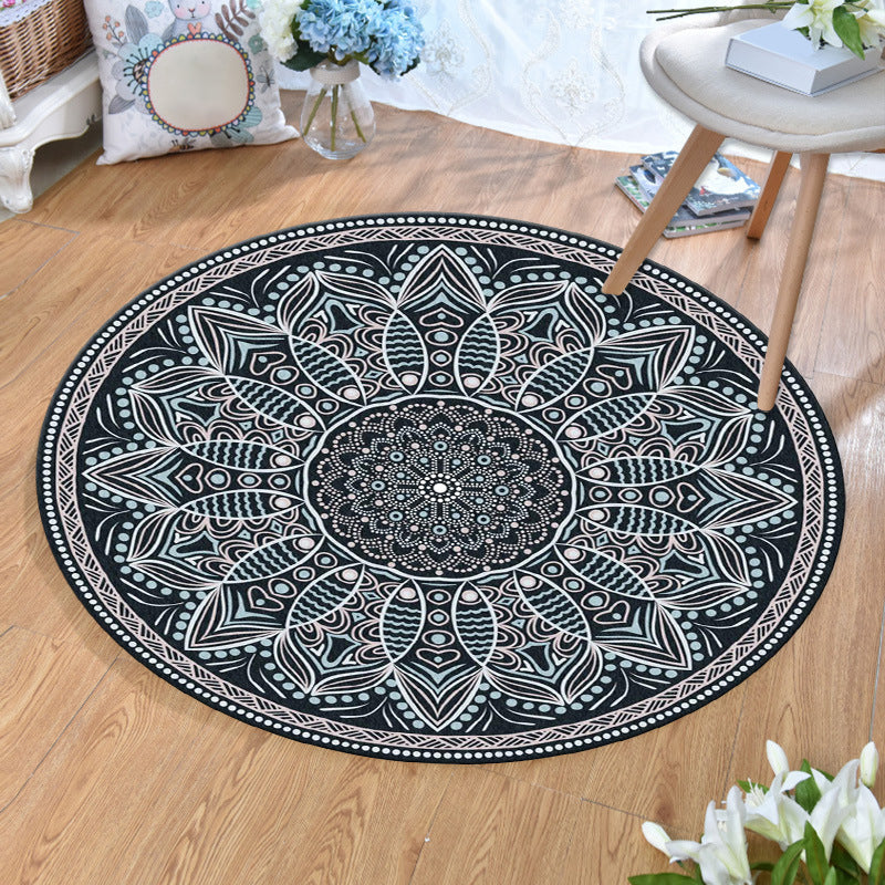 Ethnic Multicolor Print Carpet Polyester Persian Carpet Stain Resistant Machine Washable Non-Slip Carpet for the Living Room