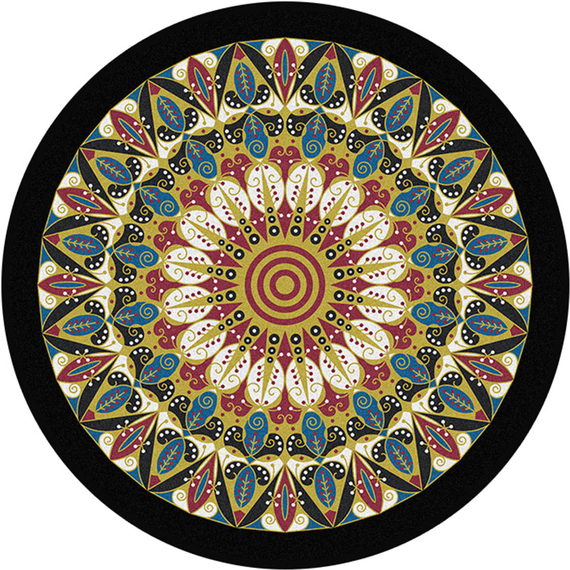Retro Moroccan Style Rug Multi-Colors Mandala Rug stain-resistant machine washable non-slip backing rug for the door