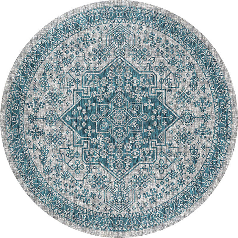 Multicolored bedroom rug Moroccan mandala printed rug Synthetic non-slip backing Washable stain-resistant rug