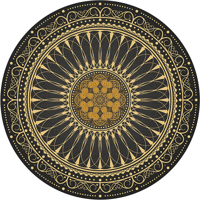 Multicolored bedroom rug Moroccan mandala printed rug Synthetic non-slip backing Washable stain-resistant rug