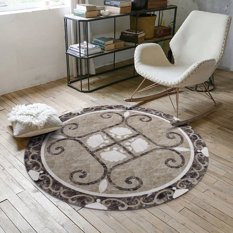 Nostalgic multicolored Moroccan carpet polypropylene floral area rug washable non-slip back pet-friendly rug for home