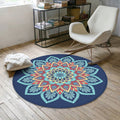 Aesthetic Mandala Rug Multicolored Moroccan Rug Polyester Non-slip Back Washable Stain-resistant Rug for Room