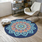 Aesthetic Mandala Rug Multicolor Moroccan Rug Polyester Non-Slip Back Washable Stain Resistant Rug for Room