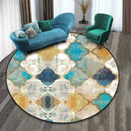 Colorfully patterned folk art printed carpet polyester Moroccan carpet with non-slip backing pet-friendly machine washable carpet for guest room