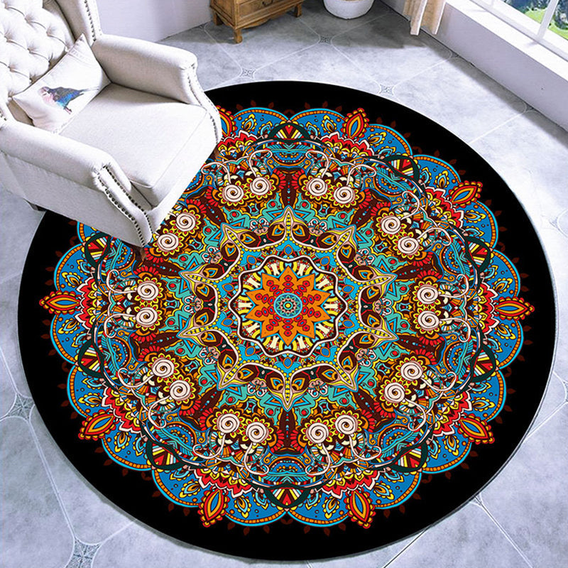 Stylish multicolored paisley print rug polypropylene Moroccan rug machine washable non-slip stain-resistant rug for lounge