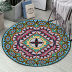 Art Deco Morocco Rug Multi-Colored Mandala Rug Pet-Friendly Machine Washable Non-Slip Rug for Bedroom