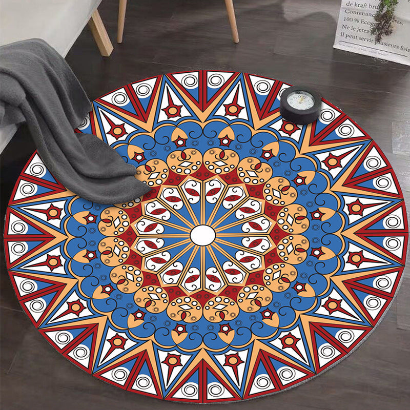Art Deco Morocco Rug Multi-Colored Mandala Rug Pet-Friendly Machine Washable Non-Slip Rug for Bedroom