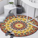 Art Deco Morocco Rug Multi-Colored Mandala Rug Pet-Friendly Machine Washable Non-Slip Rug for Bedroom