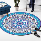 Art Deco Morocco Rug Multi-Colored Mandala Rug Pet-Friendly Machine Washable Non-Slip Rug for Bedroom