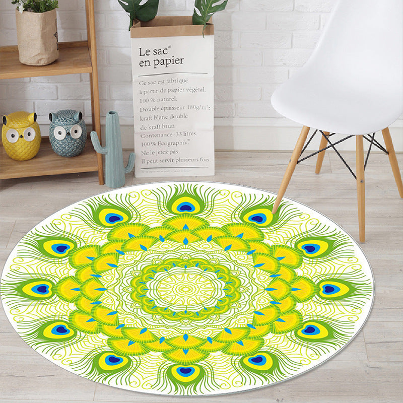Art Deco Morocco Rug Multi-Colored Mandala Rug Pet-Friendly Machine Washable Non-Slip Rug for Bedroom