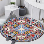 Art Deco Morocco Rug Multi-Colored Mandala Rug Pet-Friendly Machine Washable Non-Slip Rug for Bedroom