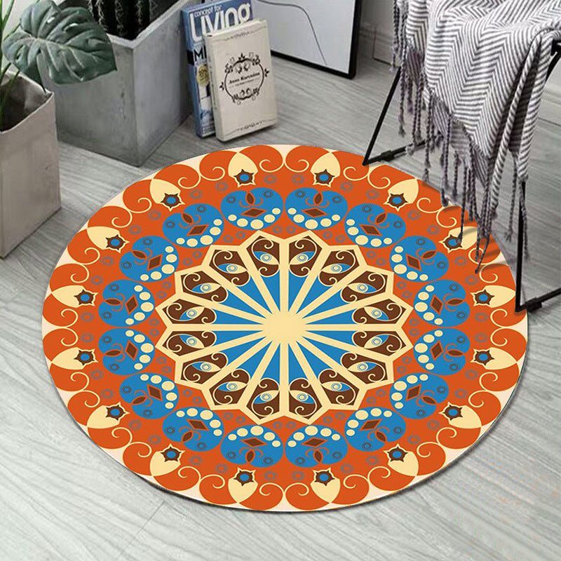 Art Deco Morocco Rug Multi-Colored Mandala Rug Pet-Friendly Machine Washable Non-Slip Rug for Bedroom