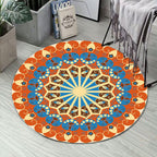 Art Deco Morocco Rug Multi-Colored Mandala Rug Pet-Friendly Machine Washable Non-Slip Rug for Bedroom