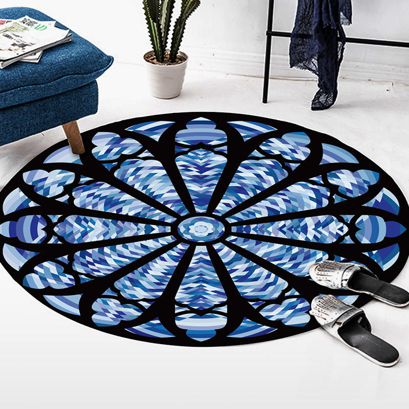 Art Deco Morocco Rug Multi-Colored Mandala Rug Pet-Friendly Machine Washable Non-Slip Rug for Bedroom