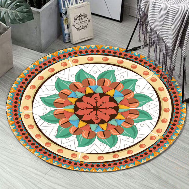Art Deco Morocco Rug Multi-Colored Mandala Rug Pet-Friendly Machine Washable Non-Slip Rug for Bedroom