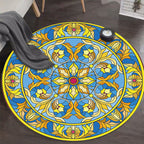 Art Deco Morocco Rug Multi-Colored Mandala Rug Pet-Friendly Machine Washable Non-Slip Rug for Bedroom