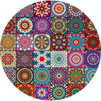 Classic Multi Color Moroccan Carpet Synthetic Mandala Print Rug Pet Friendly Non-Slip Washable Rug for Home
