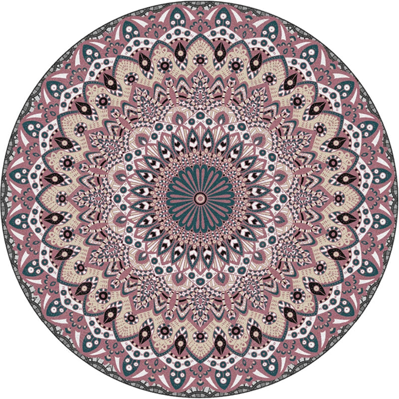 Moroccan Door Mat Multicolored Mandala Rug Polypropylene non-slip stain-resistant machine washable Rug