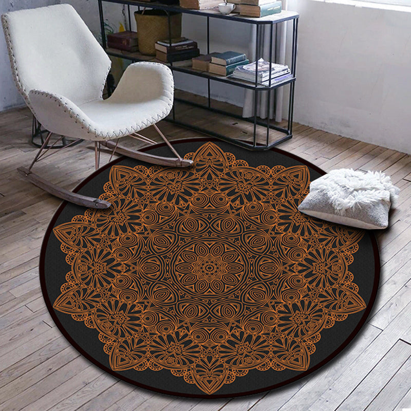 Folks Multicolor Mandala Rug Synthetic Moroccan Rug Machine Washable Non-Slip Pet Friendly Living Room Rug