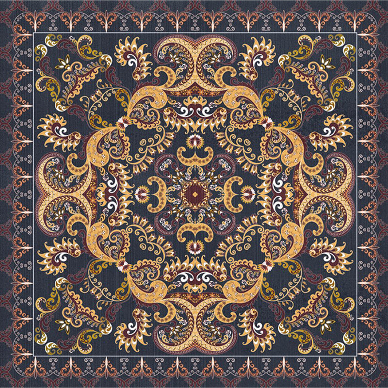 Shabby Chic Floral Area Rug Multicolor Persian Carpet Polypropylene Anti-Slip Backing Washable Pet-Friendly Rug for Foyer