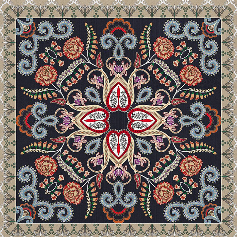 Shabby Chic Floral Area Rug Multicolor Persian Carpet Polypropylene Anti-Slip Backing Washable Pet-Friendly Rug for Foyer