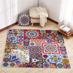 Moroccan Mandala Patchwork Carpet Colorful Polyester Carpet Pet Friendly Non-Slip Machine Washable Carpet for Large Room