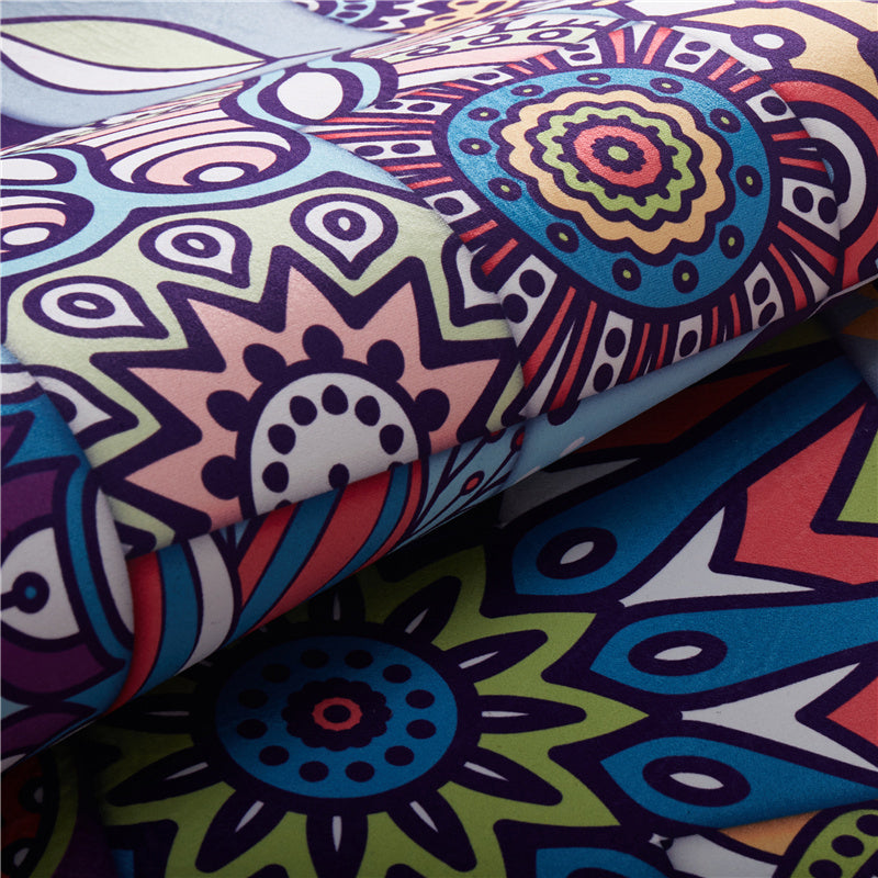 Moroccan Mandala Patchwork Carpet Colorful Polyester Carpet Pet Friendly Non-Slip Machine Washable Carpet for Large Room