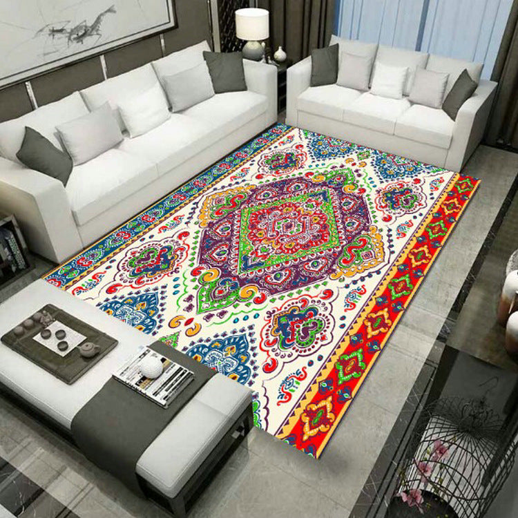 Large Persian rug multicolored jacquard-printed rug washable non-slip backing pet-friendly rug for the living room