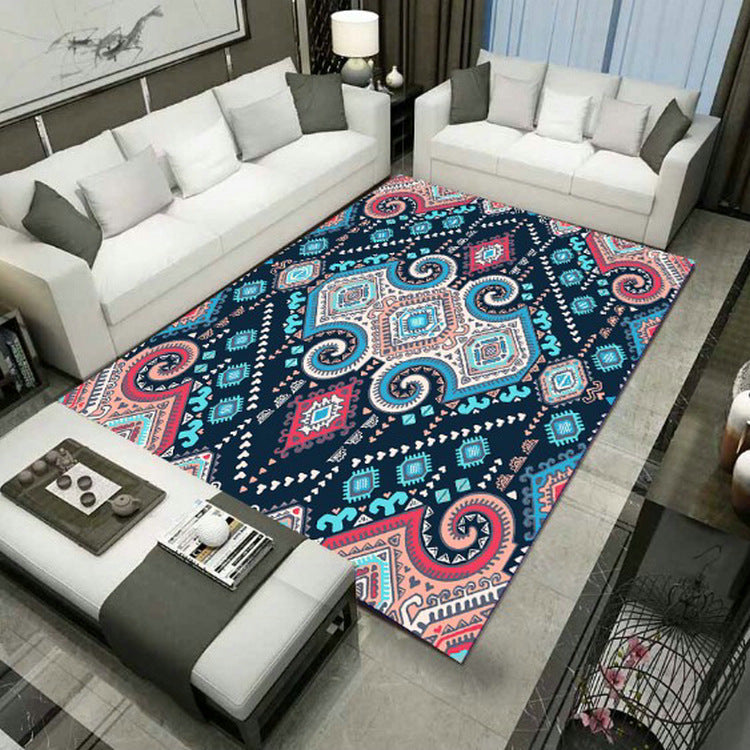 Large Persian rug multicolored jacquard-printed rug washable non-slip backing pet-friendly rug for the living room