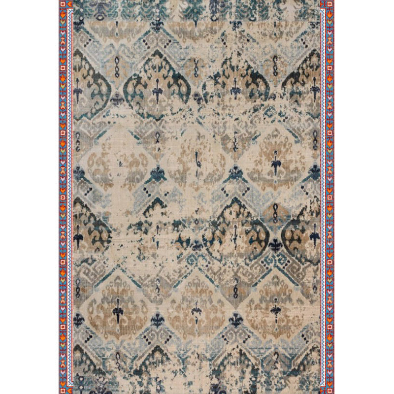 Persian Home Rug Multicolored Symmetrical Print Rug Polyester Non-Slip Backing Machine Washable Stain Resistant Rug