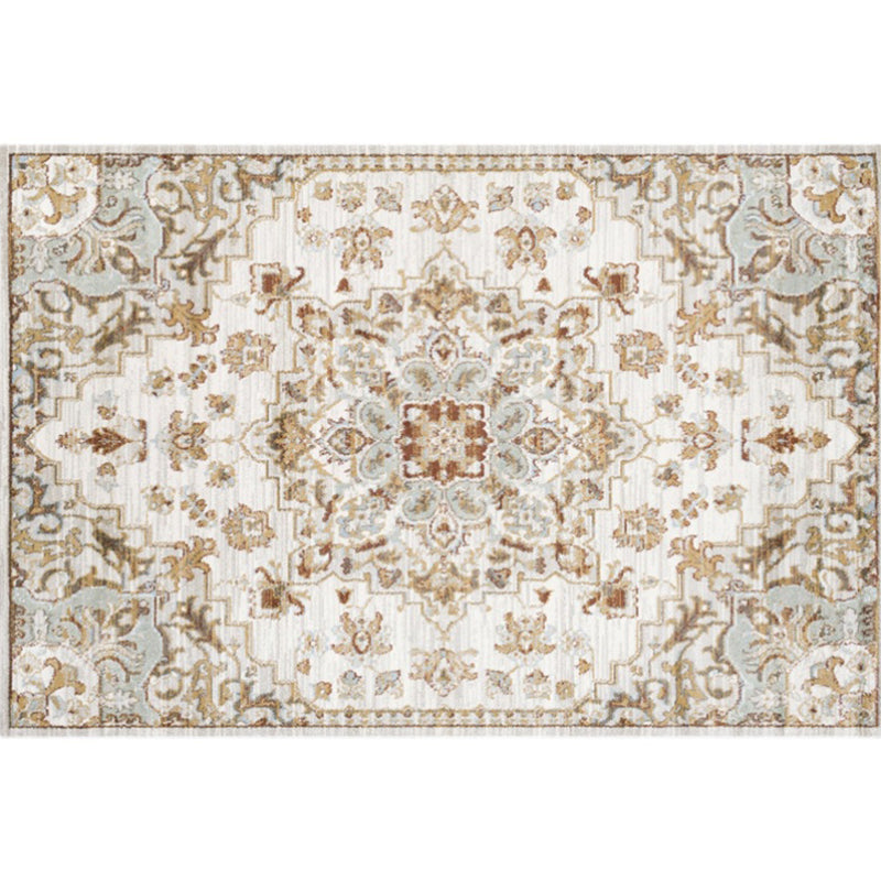 Washed Jacquard Print Rug Multicolor Persian Rug Synthetic Non-slip Washable Stain-resistant Rug for Tearoom