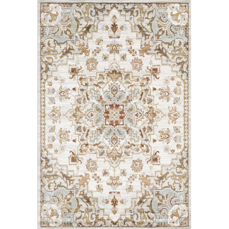 Washed Jacquard Print Rug Multicolor Persian Rug Synthetic Non-slip Washable Stain-resistant Rug for Tearoom