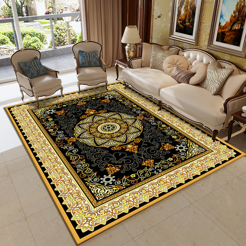Traditional Multicolored Moroccan Carpet Polypropylene Floral Carpet Non-Slip Backing Pet Friendly Stain Resistant Carpet for Living Room
