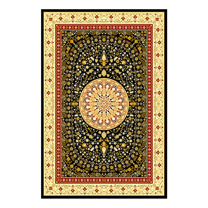 Traditional Multicolored Moroccan Carpet Polypropylene Floral Carpet Non-Slip Backing Pet Friendly Stain Resistant Carpet for Living Room
