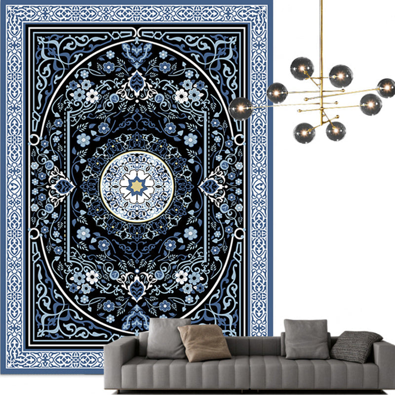Traditional Multicolored Moroccan Carpet Polypropylene Floral Carpet Non-Slip Backing Pet Friendly Stain Resistant Carpet for Living Room