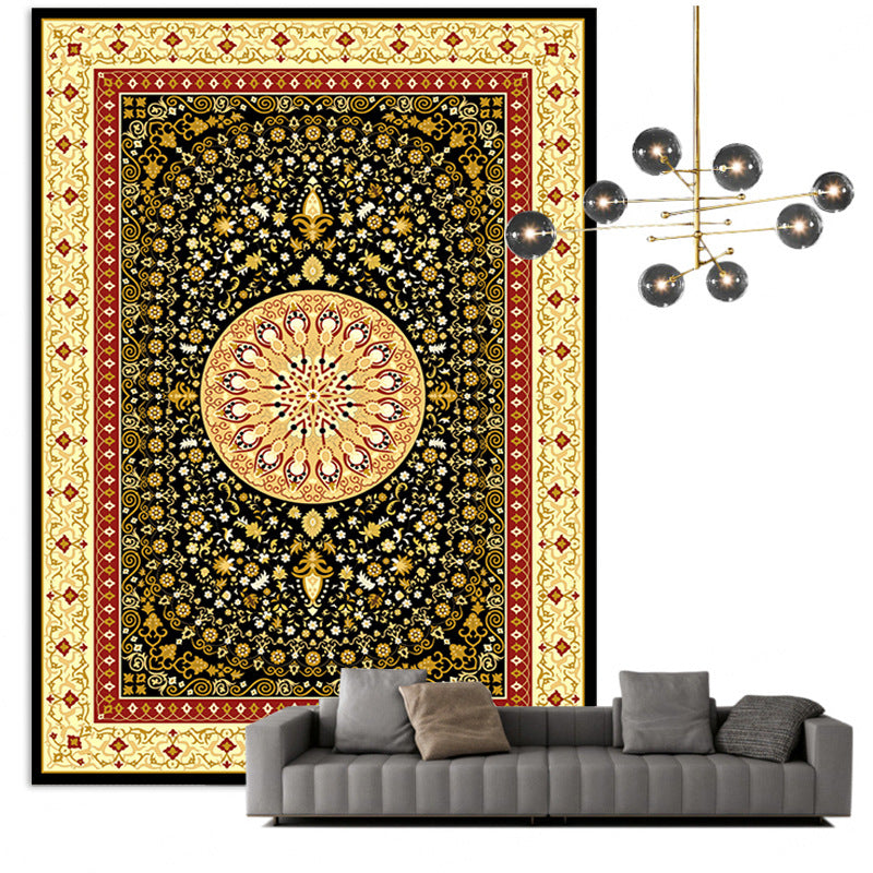 Traditional Multi-Color Moroccan Carpet Polypropylene Flower Carpet Non-Slip Backing Pet Friendly Stain Resistant Carpet for the Living Room