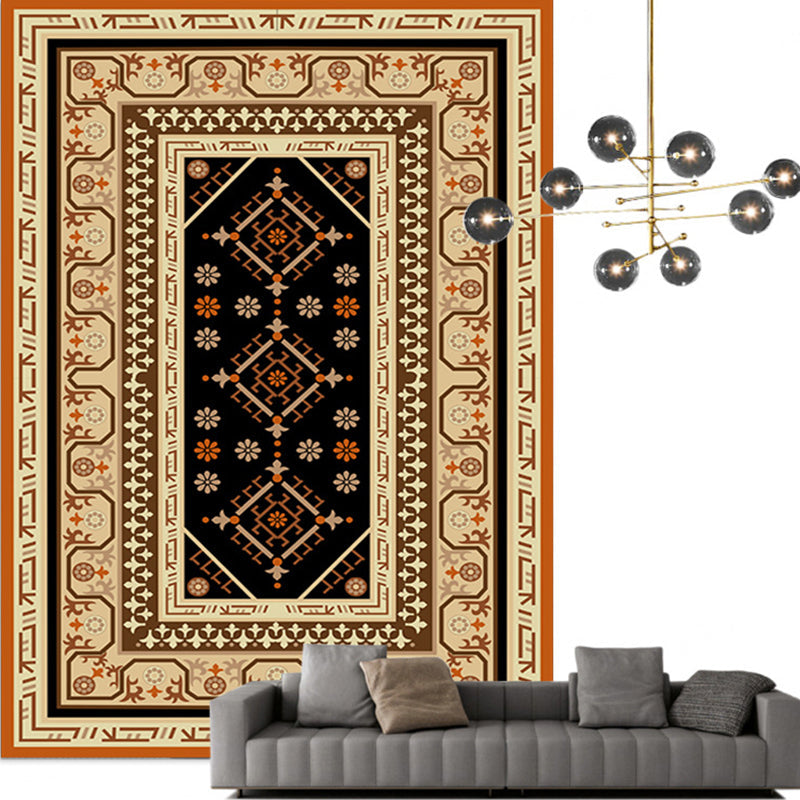 Traditional Multicolored Moroccan Carpet Polypropylene Floral Carpet Non-Slip Backing Pet Friendly Stain Resistant Carpet for Living Room