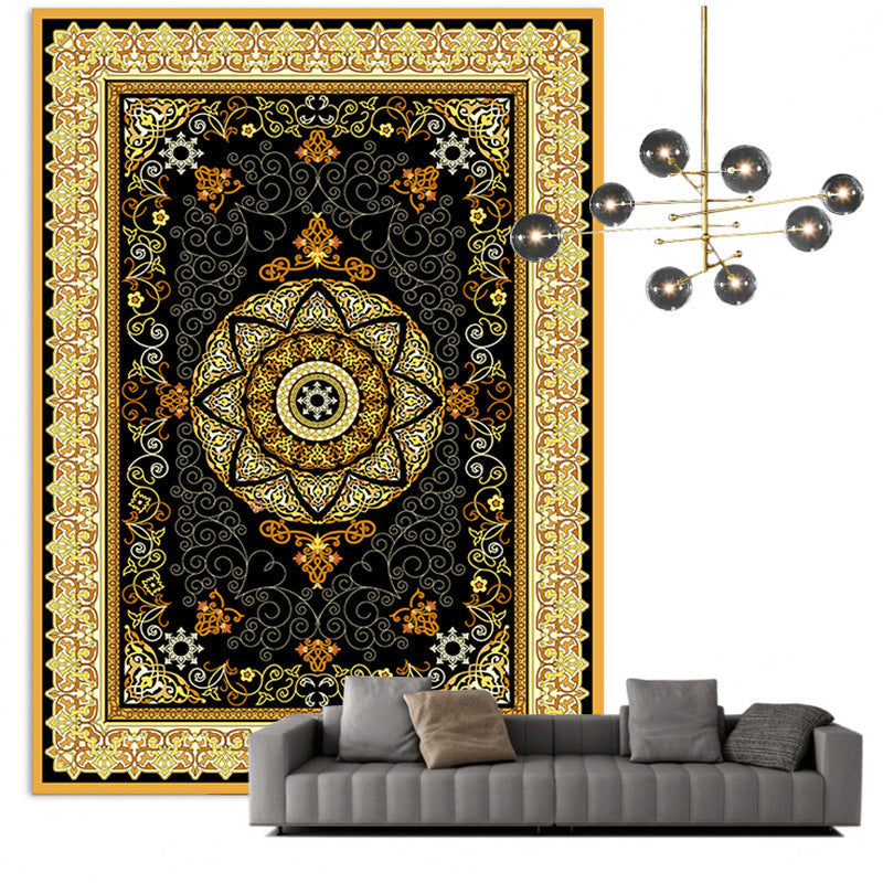 Traditional Multicolored Moroccan Carpet Polypropylene Floral Carpet Non-Slip Backing Pet Friendly Stain Resistant Carpet for Living Room