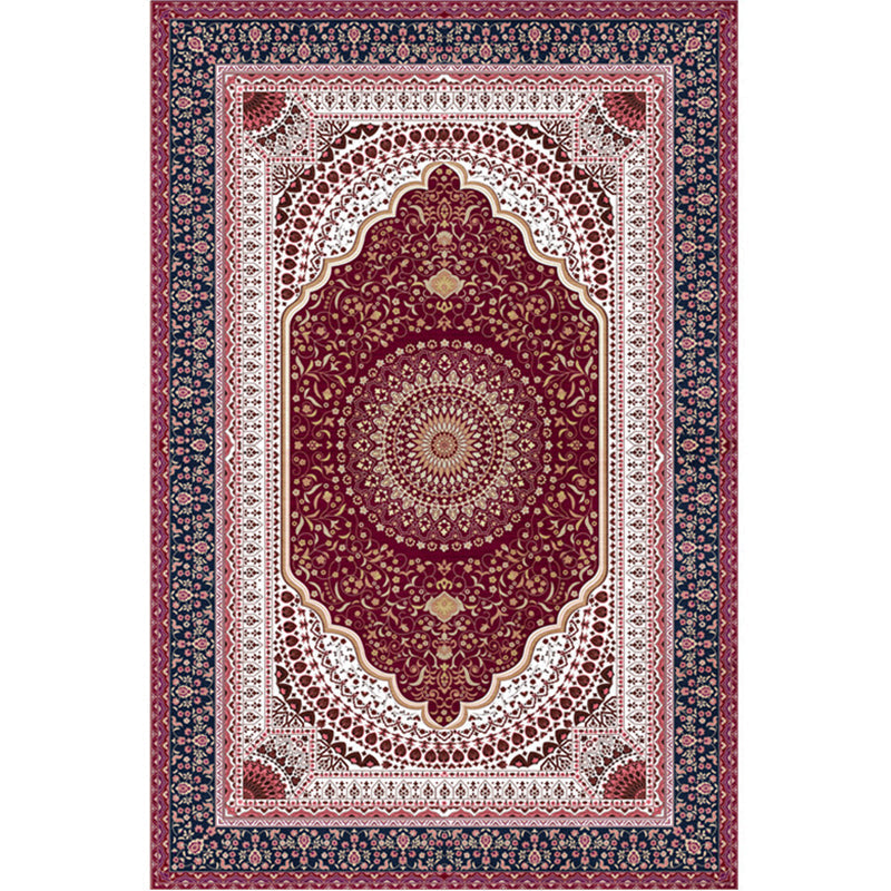 Magnificent Floral Printed Rug Multi-Color Moroccan Rug Polyester Washable Non-Slip Underlay Stain-Resistant Carpet for Guest Room