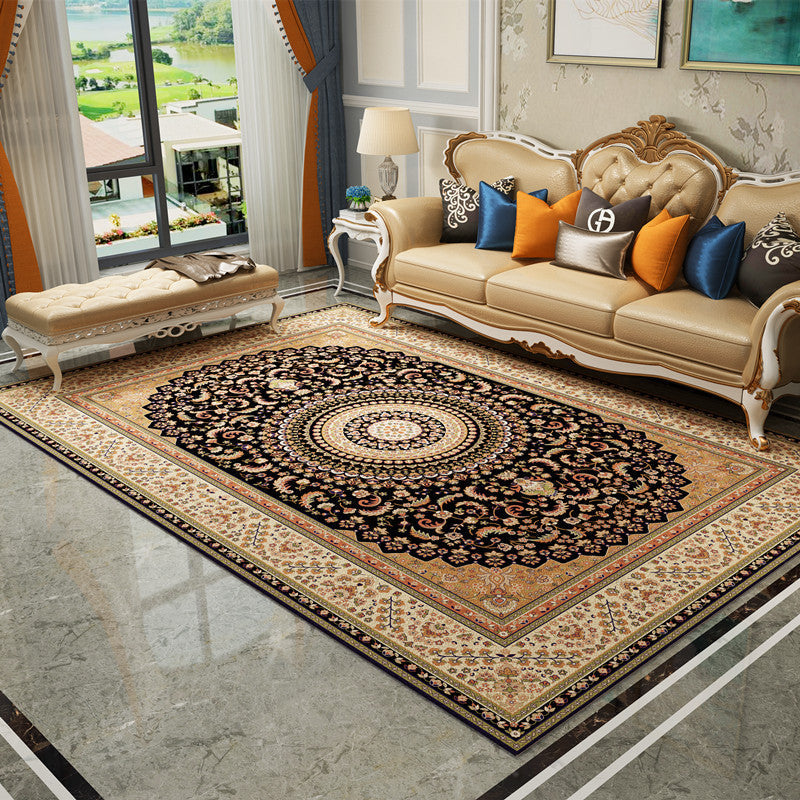 Magnificent Floral Printed Rug Multi-Color Moroccan Rug Polyester Washable Non-Slip Underlay Stain-Resistant Carpet for Guest Room