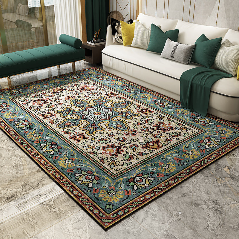 Magnificent Floral Printed Rug Multi-Color Moroccan Rug Polyester Washable Non-Slip Underlay Stain-Resistant Carpet for Guest Room