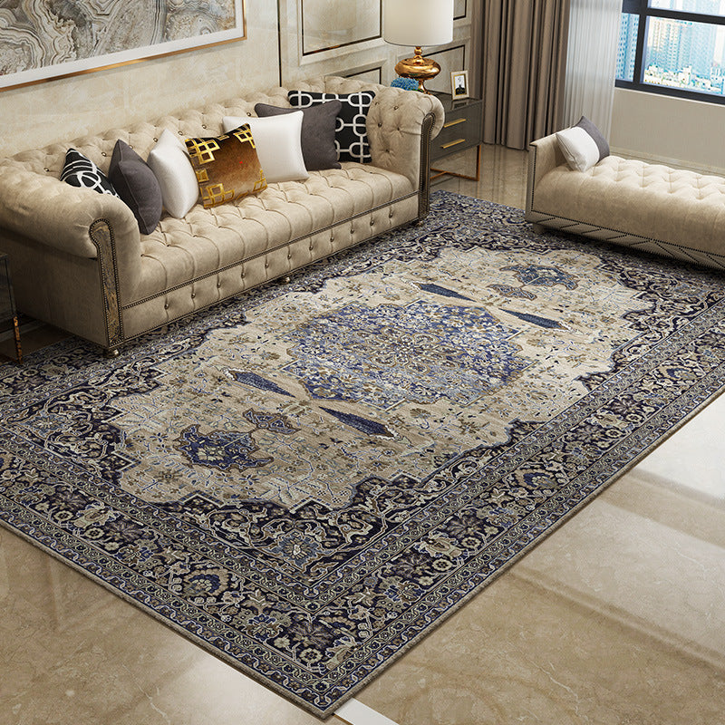 Magnificent Floral Printed Rug Multi-Color Moroccan Rug Polyester Washable Non-Slip Underlay Stain-Resistant Carpet for Guest Room