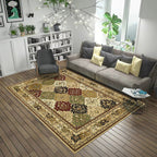 Moroccan Style Bedroom Rug Multicolor Floral Pattern Rug Polyester Washable Pet Friendly Non-Slip Back Rug