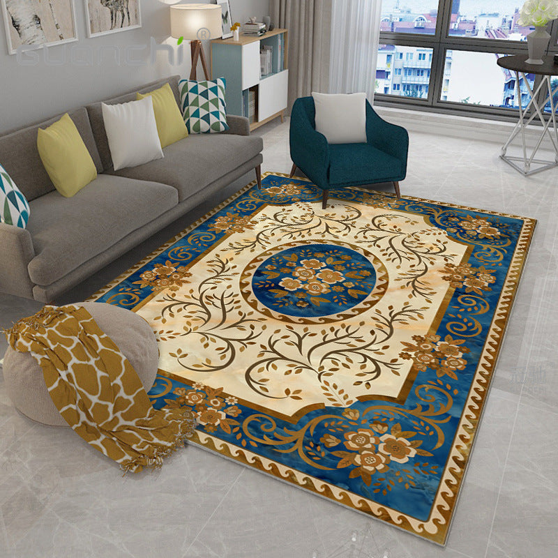 Moroccan Style Bedroom Rug Multicolor Floral Pattern Rug Polyester Washable Pet Friendly Non-Slip Back Rug