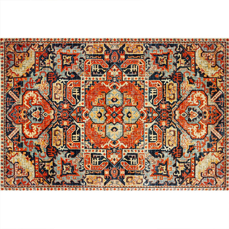 Rustic Tribal Print Area Rug Multicolored Moroccan Rug Synthetic Washable Non-Slip Pet-Friendly Rug for the Room