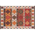 Rustic Tribal Print Area Rug Multicolored Moroccan Rug Synthetic Washable Non-Slip Pet-Friendly Rug for the Room