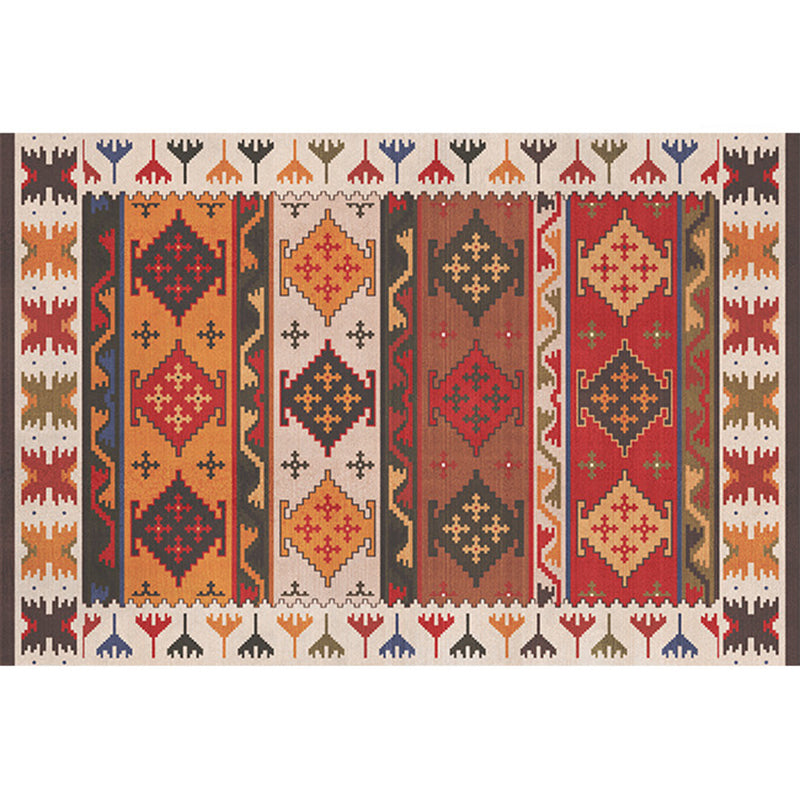 Rustic Tribal Print Area Rug Multicolored Moroccan Rug Synthetic Washable Non-Slip Pet-Friendly Rug for the Room