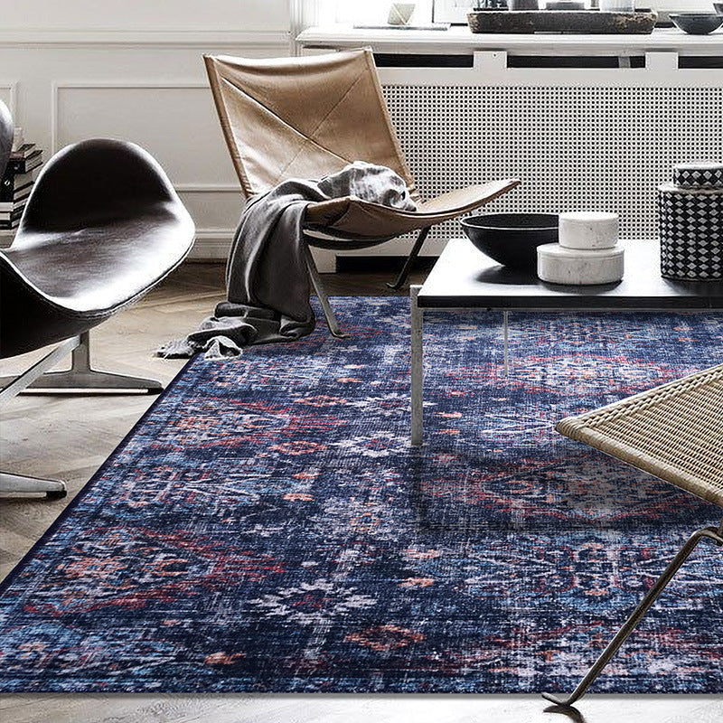 Moroccan Style Print Carpet Multicolor Polyester Carpet Non-Slip Pet-Friendly Machine Washable Carpet for Living Room