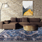 Moroccan Style Print Carpet Multicolor Polyester Carpet Non-Slip Pet-Friendly Machine Washable Carpet for Living Room