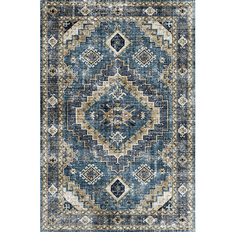 Moroccan Style Print Carpet Multicolor Polyester Carpet Non-Slip Pet-Friendly Machine Washable Carpet for Living Room